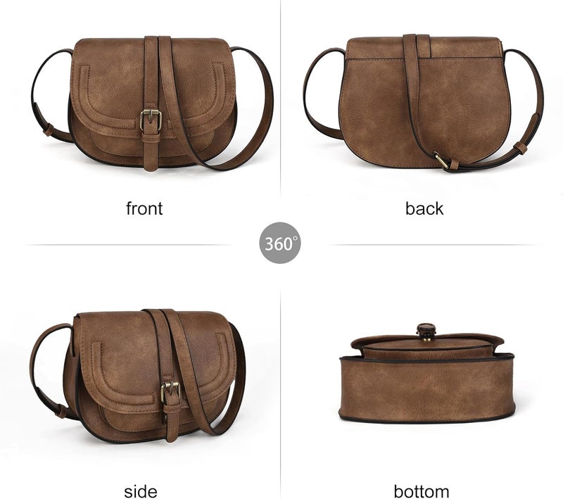 AFKOMST Crossbody Bags for Women,Small Saddle Purse and Boho Cross Body Handbags,Vegan Leather - Image 3